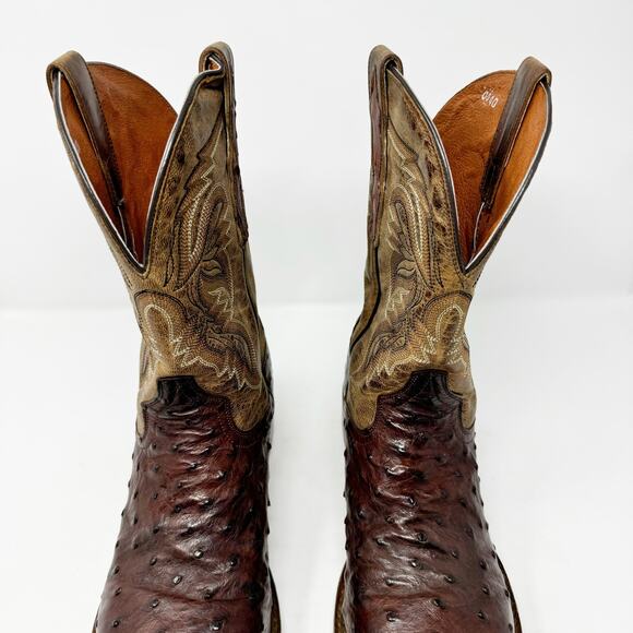 Dan Post Alamosa Full Quill Ostrich Cowboy Boots Brown Tan Size 9D DP3875 - Picture 8 of 15